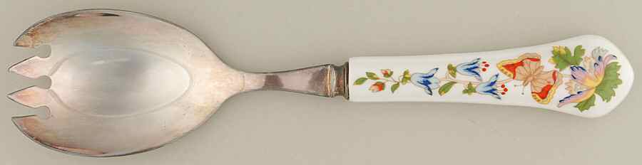 Cottage Garden Salad Serving Fork with Silverplate Bowl by John  Aynsley & Sons-1