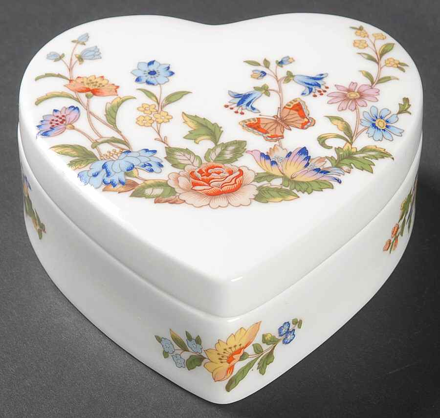 Cottage Garden Heart Shape Box & Lid by John  Aynsley & Sons-1