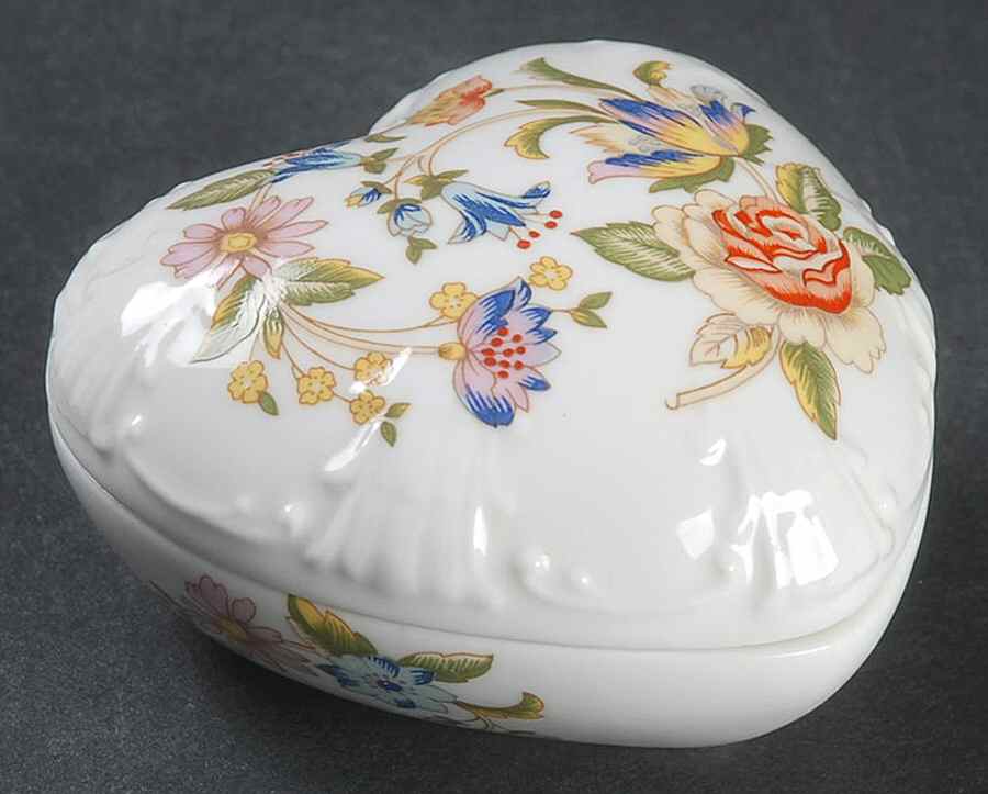 Cottage Garden Heart Shape Box & Lid by John  Aynsley & Sons-1