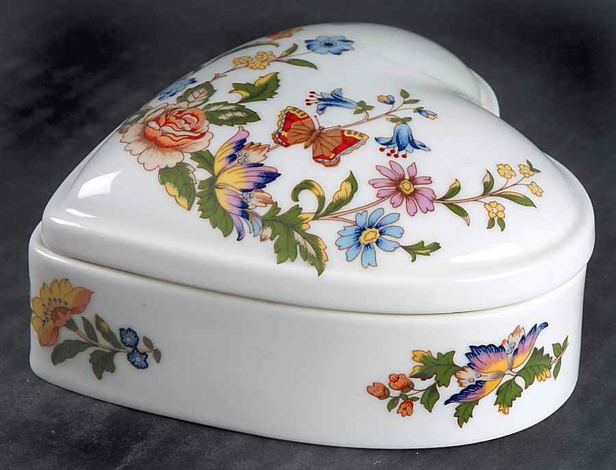 Cottage Garden Heart Shape Box & Lid by John  Aynsley & Sons-1