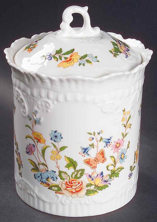 Cottage Garden Biscuit Barrel & Lid by John  Aynsley & Sons-1