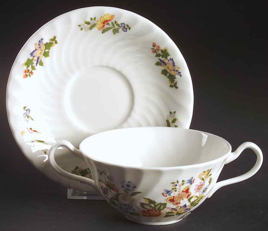 Cottage Garden Flat Cream Soup & Saucer Set by John  Aynsley & Sons-1