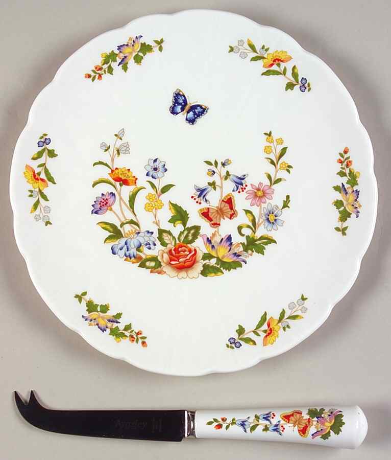 Cottage Garden Cheese Plate & Knife Set by John  Aynsley & Sons-1