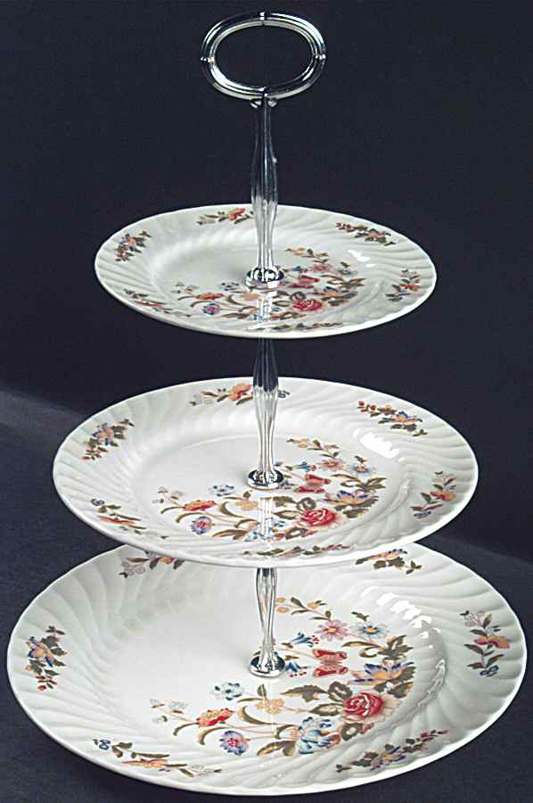 Cottage Garden 13 7/8"-14 1/4" 3-Tiered Serving Tray(DP,SP,BB) HC by John  Aynsley & Sons-1