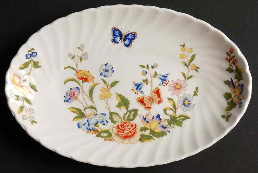 Cottage Garden 8" Oval Fluted Dish by John  Aynsley & Sons-1