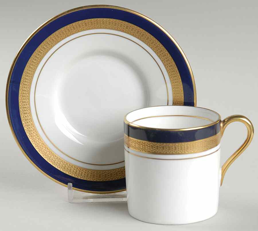 Cobalt Royale Flat Demitasse Cup & Saucer Set by John  Aynsley & Sons-1