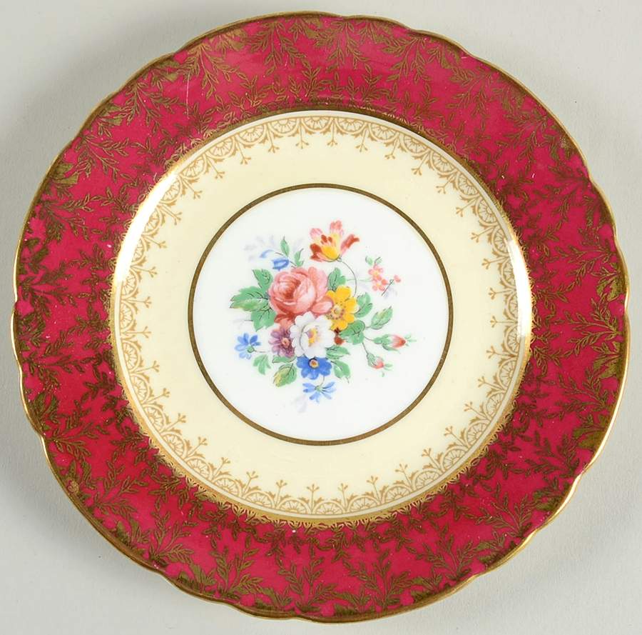 Coventry Burgundy Bread & Butter Plate by John  Aynsley & Sons-1
