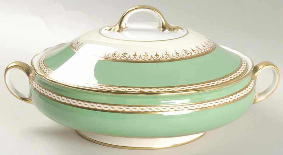 Desborough Green Round Covered Vegetable by John  Aynsley & Sons-1