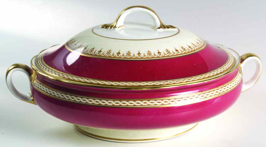 Desborough Maroon Round Covered Vegetable by John  Aynsley & Sons-1
