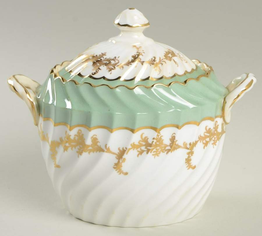 Devon Green Sugar Bowl & Lid by John  Aynsley & Sons-1