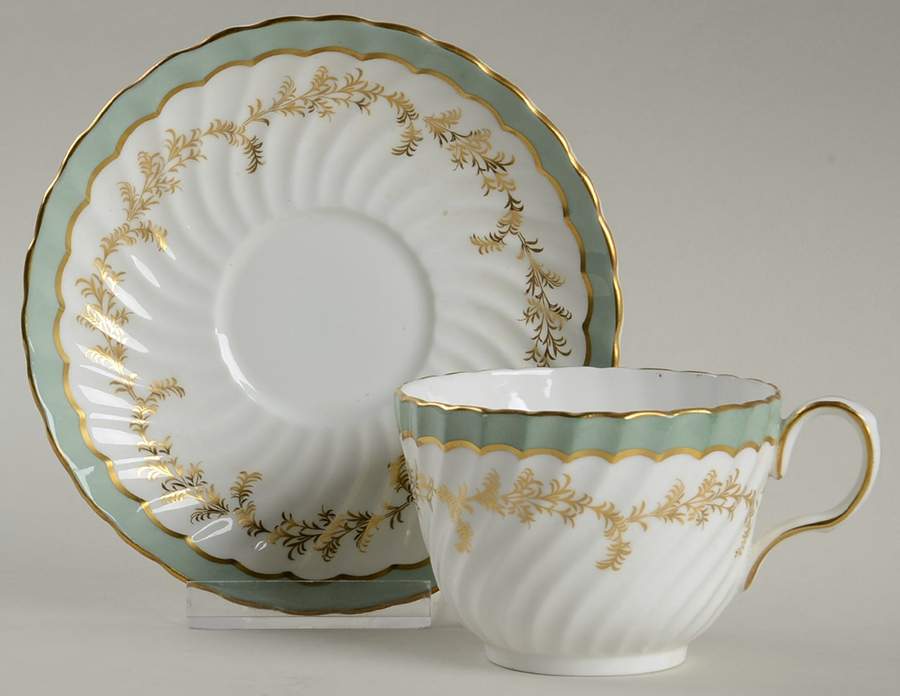 Devon Green Flat Cup & Saucer Set by John  Aynsley & Sons-1