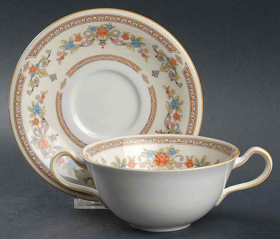 Devonshire Flat Cream Soup Bowl & Saucer Set by John  Aynsley & Sons-1
