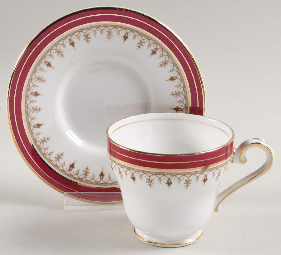 Durham Maroon (Smooth) Footed Demitasse Cup & Saucer Set by John  Aynsley & Sons-1