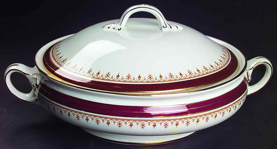 Durham Maroon (Smooth) Round Covered Vegetable by John  Aynsley & Sons-1