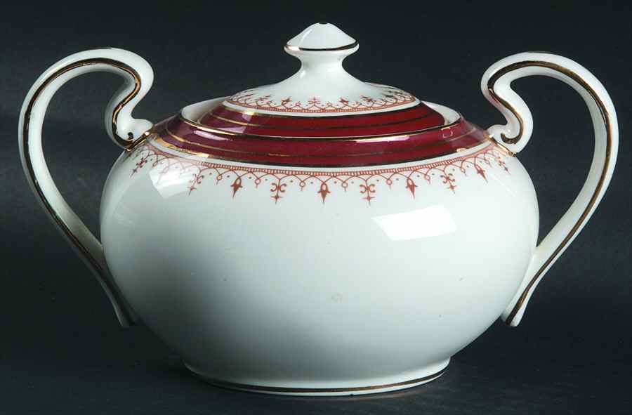 Durham Maroon (Smooth) Sugar Bowl & Lid by John  Aynsley & Sons-1