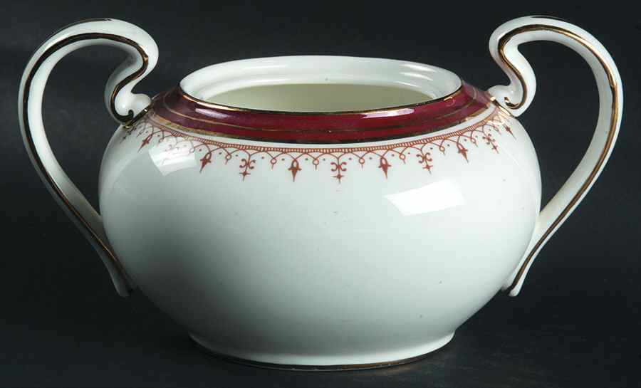 Durham Maroon (Smooth) Sugar Bowl No Lid by John  Aynsley & Sons-1