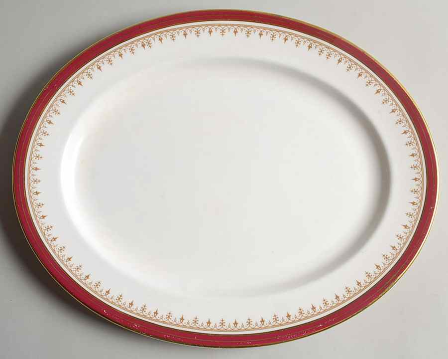 Durham Maroon (Smooth) 13" Oval Serving Platter by John  Aynsley & Sons-1