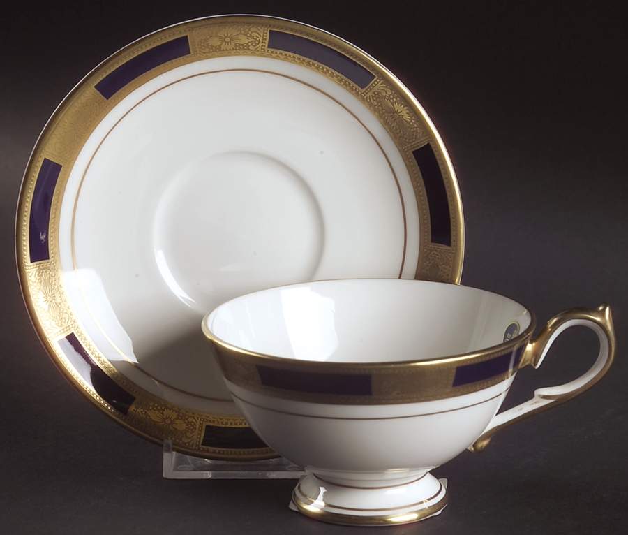 Empress Cobalt Footed Cup & Saucer Set by John  Aynsley & Sons-1