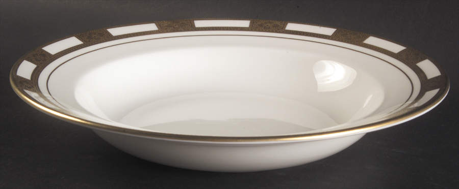 Empress White (Gold Encrusted, Smooth Or Scalloped) Large Rim Soup Bowl by John  Aynsley & Sons-1