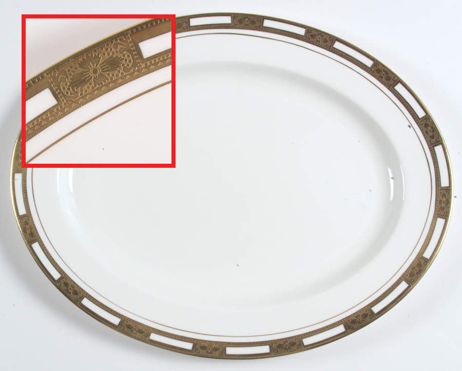 Empress White (Gold Encrusted, Smooth Or Scalloped) 16" Oval Serving Platter by John  Aynsley & Sons-1