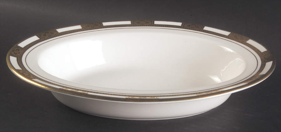 Empress White (Gold Encrusted, Smooth Or Scalloped) 10" Oval Vegetable Bowl by John  Aynsley & Sons-1