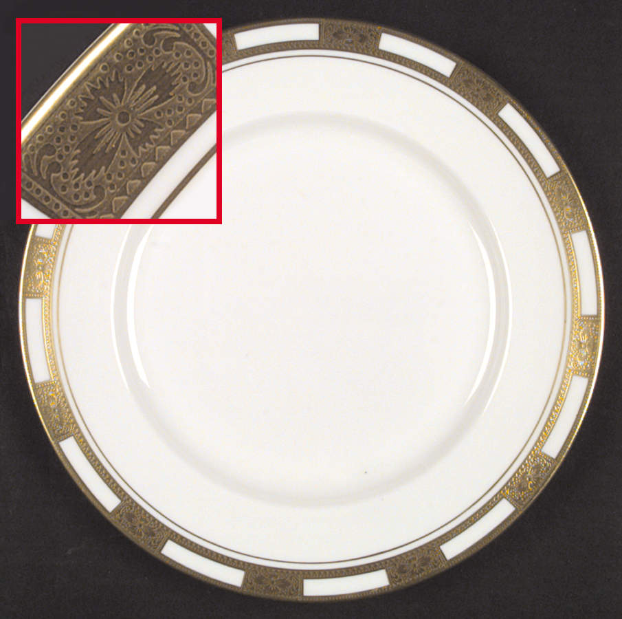 Empress White (Gold Encrusted, Smooth Or Scalloped) Dinner Plate by John  Aynsley & Sons-1