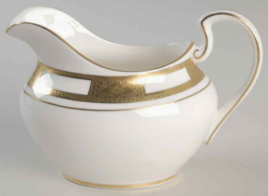 Empress White (Gold Encrusted, Smooth Or Scalloped) Oval Creamer by John  Aynsley & Sons-1