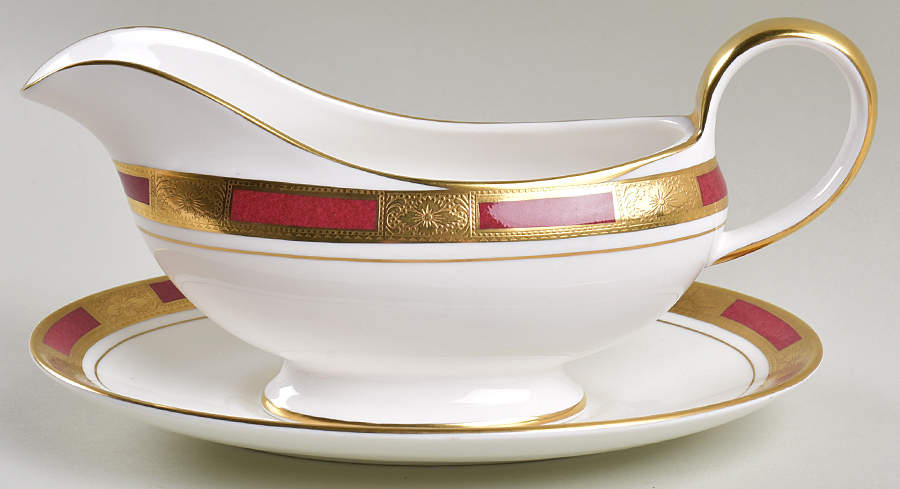 Empress Maroon Gravy Boat & Underplate by John  Aynsley & Sons-1