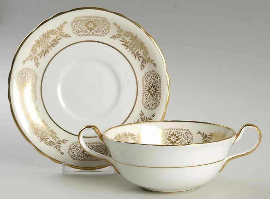 Engagement Flat Cream Soup Bowl & Saucer Set by John  Aynsley & Sons-1