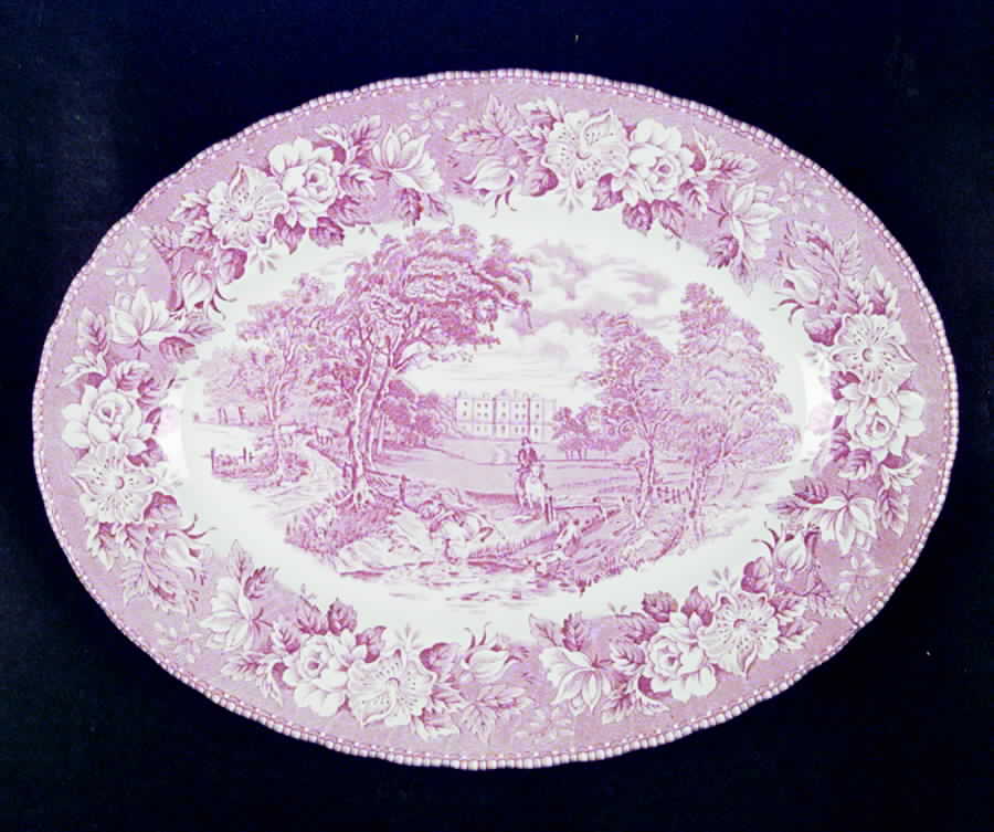 England's Heritage Pink 12" Oval Serving Platter by H Aynsley & Co-1