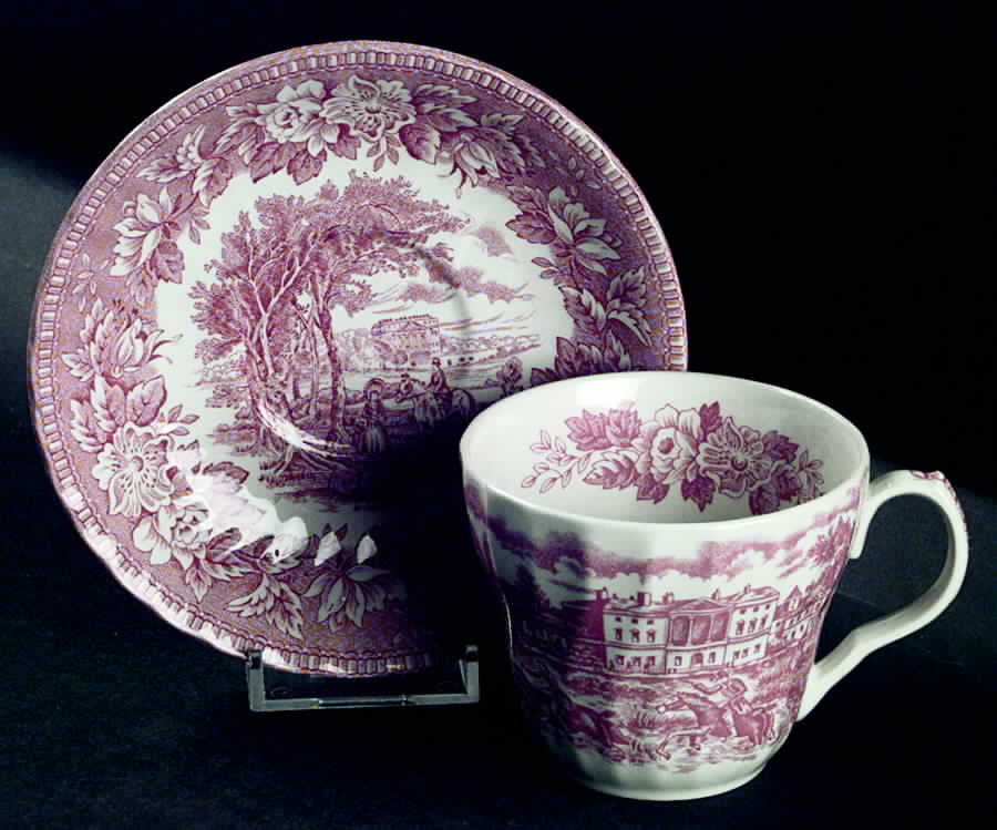 England's Heritage Pink Flat Cup & Saucer Set by H Aynsley & Co-1