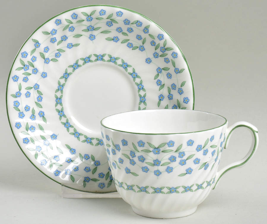 Forget Me Not Flat Cup & Saucer Set by John  Aynsley & Sons-1