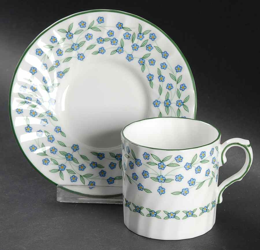 Forget Me Not Flat Demitasse Cup & Saucer Set by John  Aynsley & Sons-1