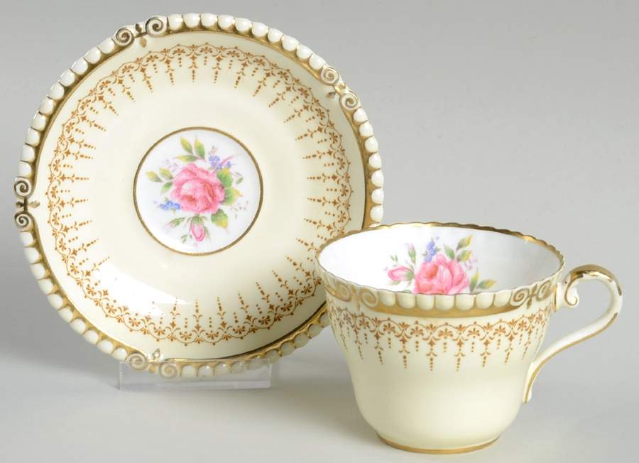 Gadroon Flat Cup & Saucer Set by John  Aynsley & Sons-1