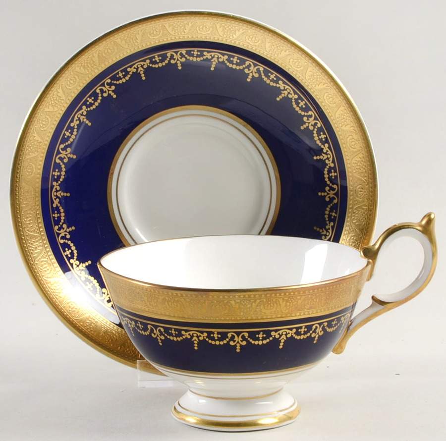 Georgian Cobalt Footed Cup & Saucer Set by John  Aynsley & Sons-1