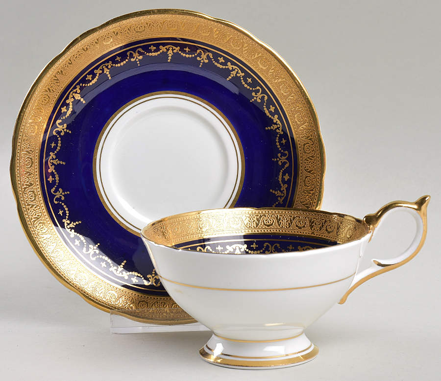 Georgian Cobalt Footed Cup & Saucer Set by John  Aynsley & Sons-1