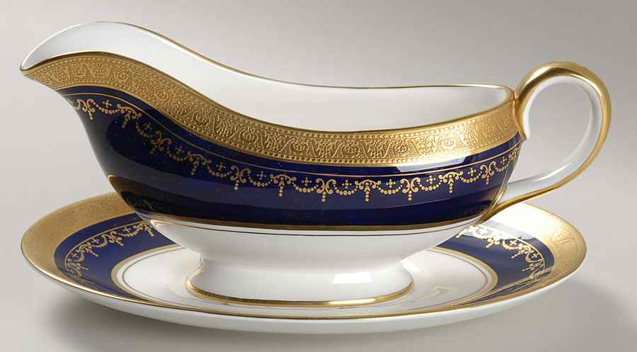 Georgian Cobalt Gravy Boat & Underplate by John  Aynsley & Sons-1