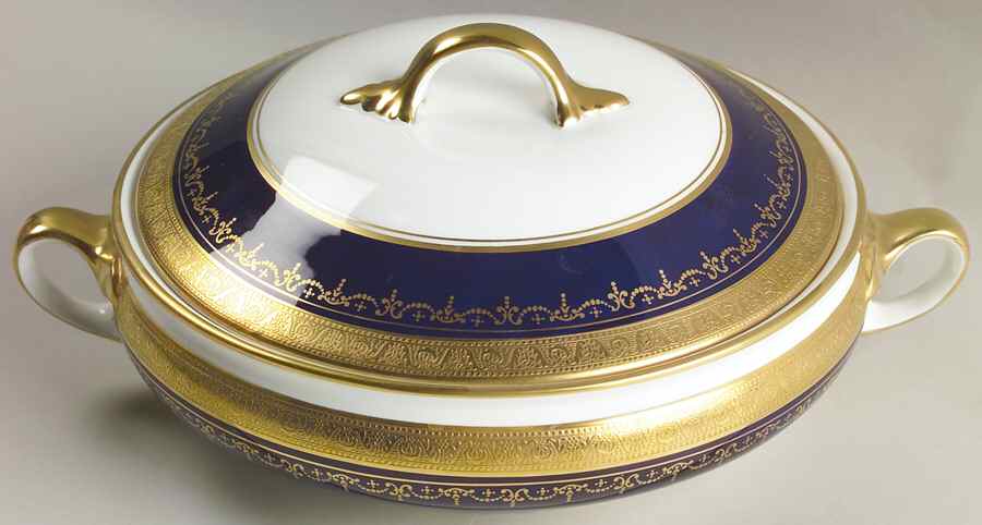 Georgian Cobalt Round Covered Vegetable by John  Aynsley & Sons-1