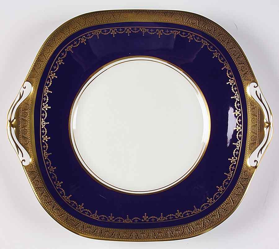 Georgian Cobalt Square Handled Cake Plate by John  Aynsley & Sons-1