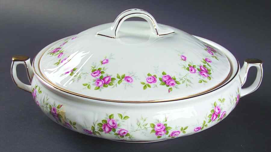 Grotto Rose Round Covered Vegetable by John  Aynsley & Sons-1