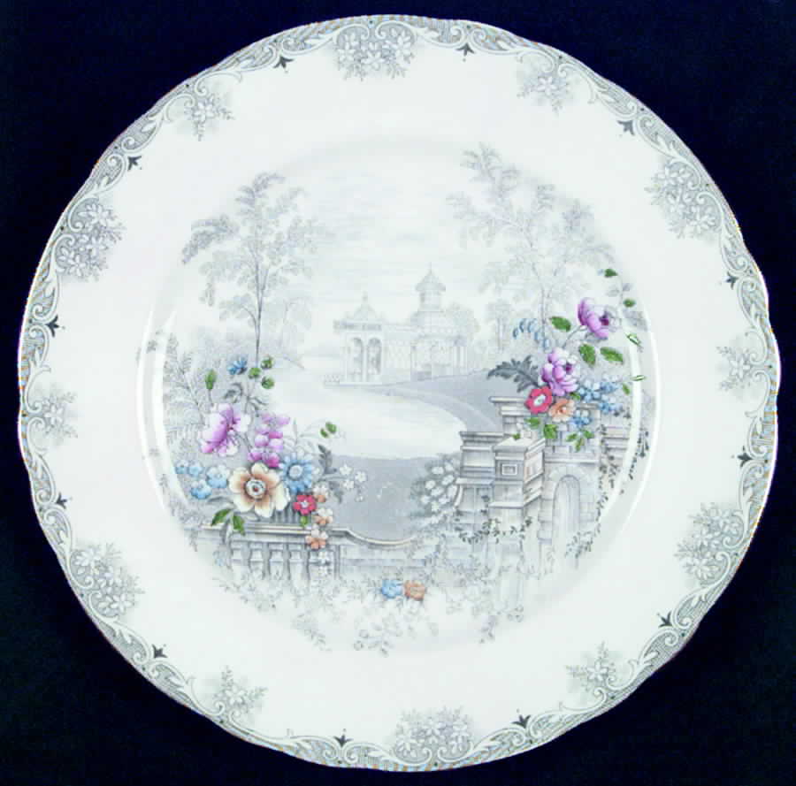 Gray Towers (Pink Background) Dinner Plate by John  Aynsley & Sons-1