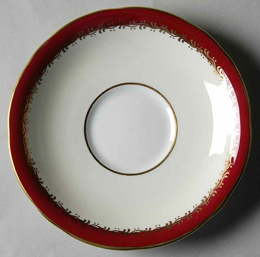 Guildhall Maroon Saucer for Footed Cup by John  Aynsley & Sons-1
