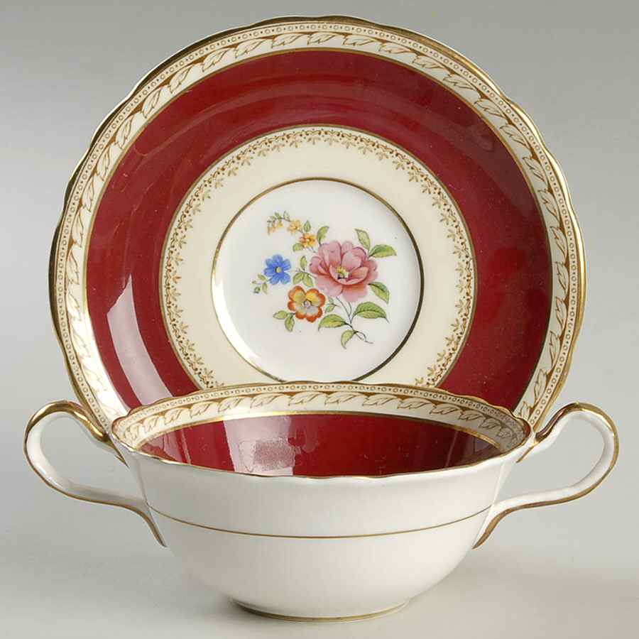 Harrogate Flat Cream Soup Bowl & Saucer Set by John  Aynsley & Sons-1