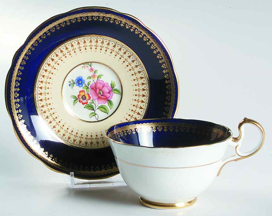 Hatfield Cobalt Blue Footed Cup & Saucer Set by John  Aynsley & Sons-1