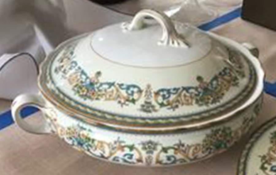 Henley (Scalloped, Gold Trim) Round Covered Vegetable by John  Aynsley & Sons-1