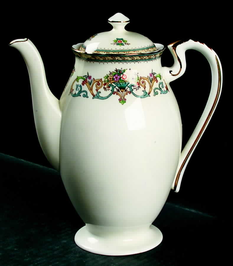 Henley (Scalloped, Gold Trim) Coffee Pot & Lid by John  Aynsley & Sons-1