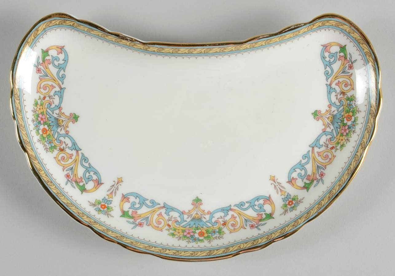 Henley (Scalloped, Gold Trim) Crescent Salad Plate by John  Aynsley & Sons-1