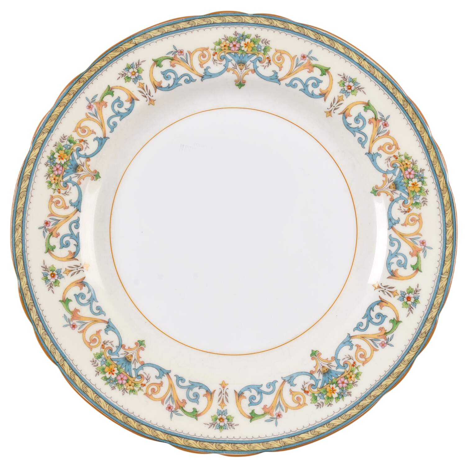 Henley (Scalloped, Yellow Trim) Luncheon Plate by John  Aynsley & Sons-1