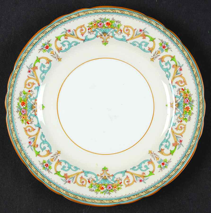 Henley (Scalloped, Yellow Trim) Bread & Butter Plate by John  Aynsley & Sons-1
