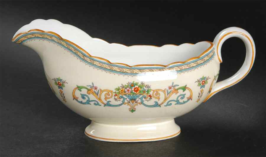 Henley (Scalloped, Yellow Trim) Gravy Boat by John  Aynsley & Sons-1